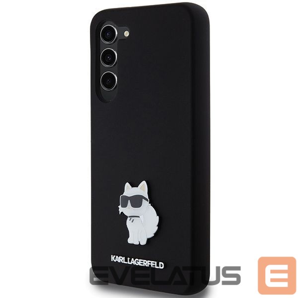 Nugarėlės dėklai Karl Lagerfeld Karl Lagerfeld Silicone Choupette Metal Pin case for Samsung Galaxy S23+ - black