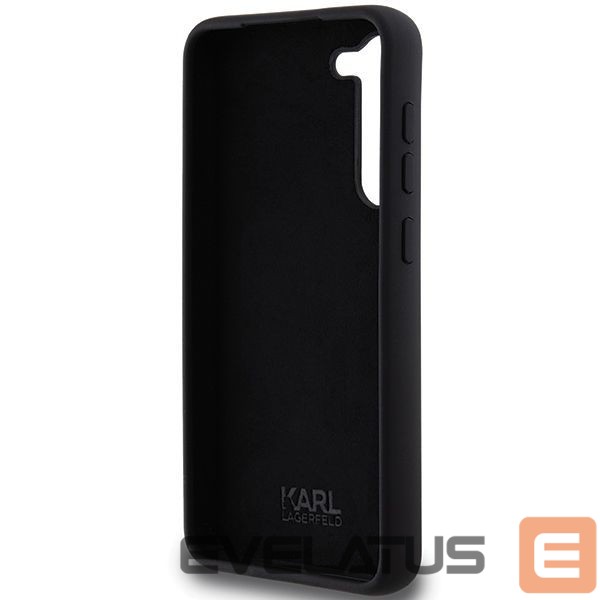 Nugarėlės dėklai Karl Lagerfeld Karl Lagerfeld Silicone Choupette Metal Pin case for Samsung Galaxy S23+ - black