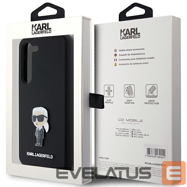 Nugarėlės dėklai Karl Lagerfeld Karl Lagerfeld Silicone Ikonik Metal Pin case for Samsung Galaxy S23+ - black