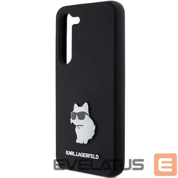 Nugarėlės dėklai Karl Lagerfeld Karl Lagerfeld Silicone Choupette Metal Pin case for Samsung Galaxy S23 - black