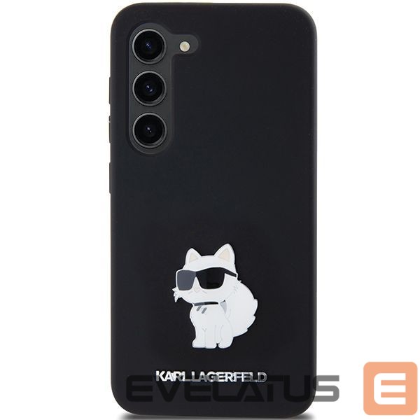 Nugarėlės dėklai Karl Lagerfeld Karl Lagerfeld Silicone Choupette Metal Pin case for Samsung Galaxy S23 - black