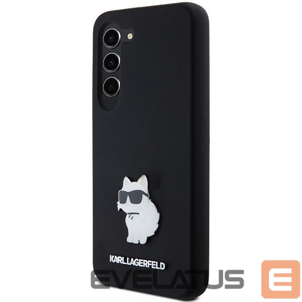 Nugarėlės dėklai Karl Lagerfeld Karl Lagerfeld Silicone Choupette Metal Pin case for Samsung Galaxy S23 - black