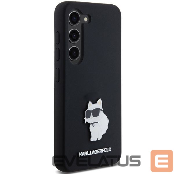 Nugarėlės dėklai Karl Lagerfeld Karl Lagerfeld Silicone Choupette Metal Pin case for Samsung Galaxy S23 - black