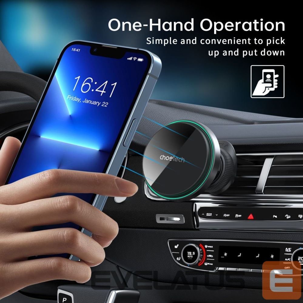 Kitas telefono priedas Choetech Choetech T204-F magnetic car holder with 15W wireless charging - black