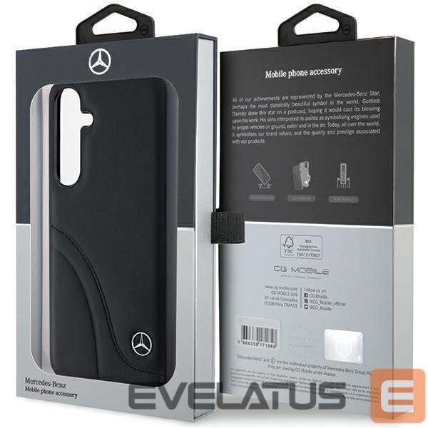 Kitas telefono priedas Mercedes-Benz Mercedes Leather Curved Stitches case for Samsung Galaxy S24+ - black