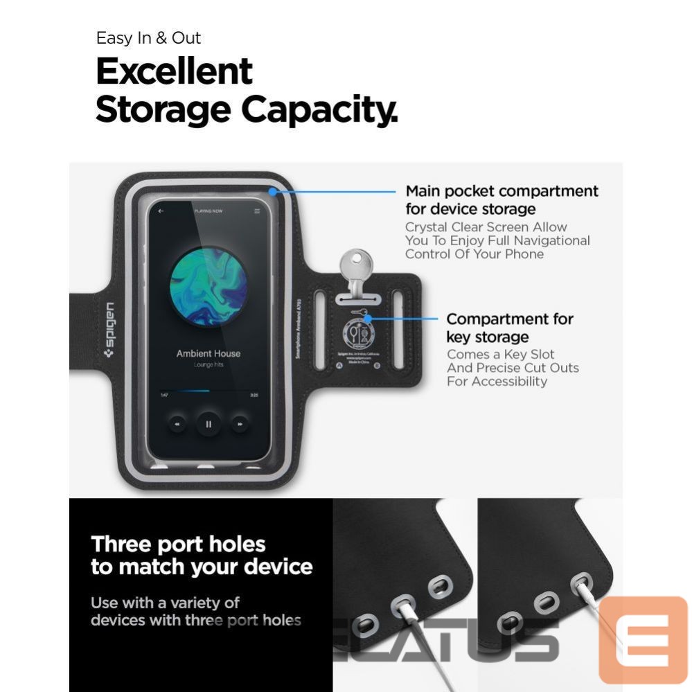 Kitas telefono priedas Spigen Spigen A703 sports armband 6.9'' - black