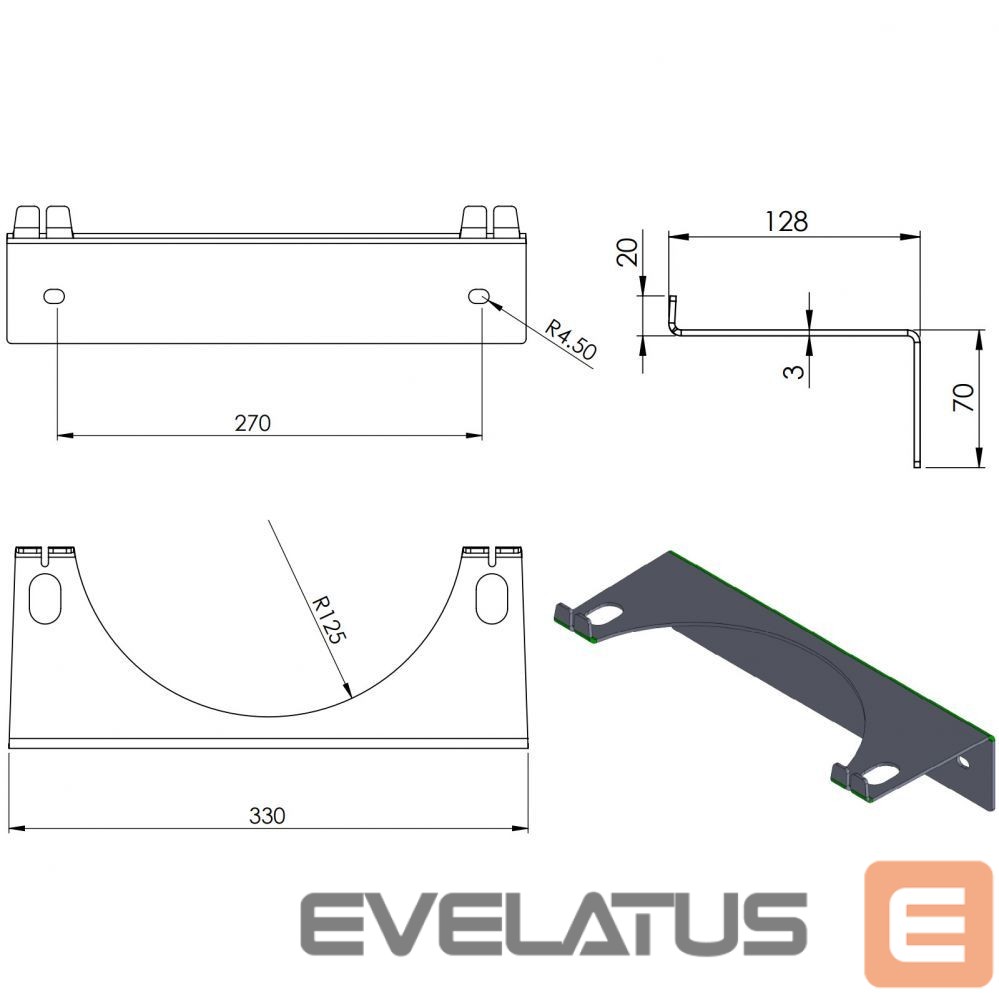 Kitas telefono priedas Pro-Line Wall holder for 1 gas cylinder, max. diameter 250 mm PRO-LINE cylinders