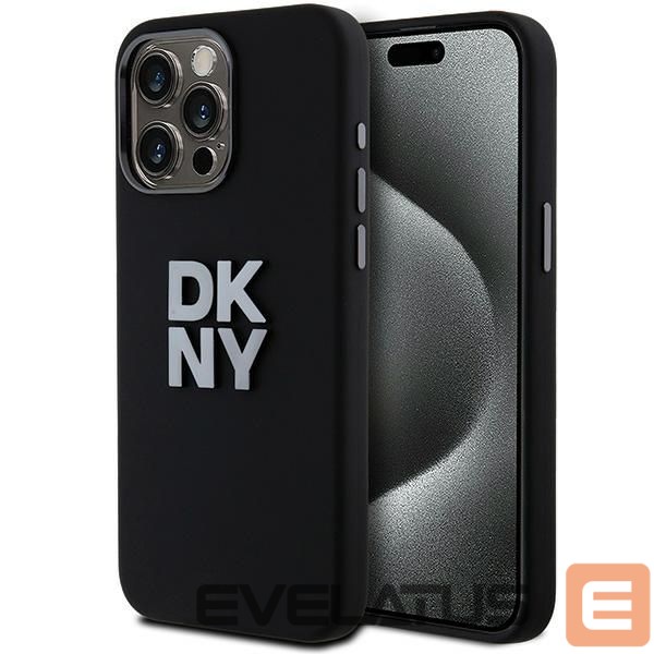 Nugarėlės dėklai DKNY DKNY Liquid Silicone Metal Logo iPhone 15 Pro Case - Black