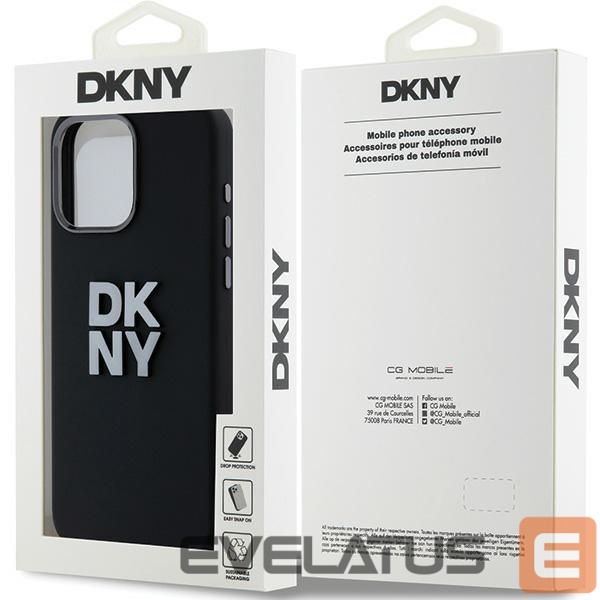 Nugarėlės dėklai DKNY DKNY Liquid Silicone Metal Logo iPhone 15 Pro Case - Black