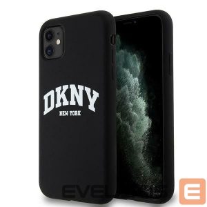 Nugarėlės dėklai DKNY  DKNY Liquid Silicone White Printed Logo MagSafe Case for iPhone 11/Xr - Black 