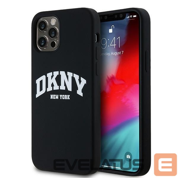 Nugarėlės dėklai DKNY DKNY Liquid Silicone White Printed Logo MagSafe Case for iPhone 12/12 Pro - Black