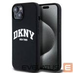 Nugarėlės dėklai DKNY  DKNY Liquid Silicone White Printed Logo MagSafe Case for iPhone 15 Plus / 14 Plus - Black 