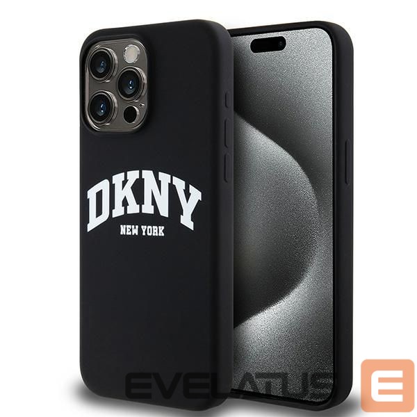 Nugarėlės dėklai DKNY DKNY Liquid Silicone White Printed Logo MagSafe case for iPhone 15 Pro Max - black