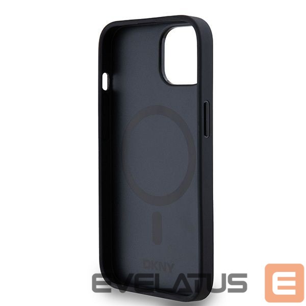 Kitas telefono priedas DKNY DKNY Leather Monogram Pattern Metal Logo MagSafe Case for iPhone 15/14/13 - Black