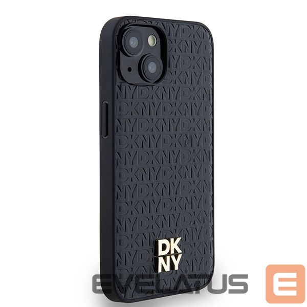 Kitas telefono priedas DKNY DKNY Leather Monogram Pattern Metal Logo MagSafe Case for iPhone 15/14/13 - Black