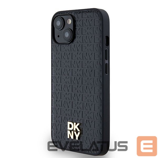Kitas telefono priedas DKNY DKNY Leather Monogram Pattern Metal Logo MagSafe Case for iPhone 15/14/13 - Black