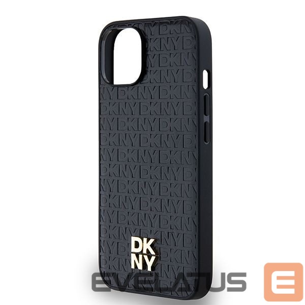 Kitas telefono priedas DKNY DKNY Leather Monogram Pattern Metal Logo MagSafe Case for iPhone 15/14/13 - Black