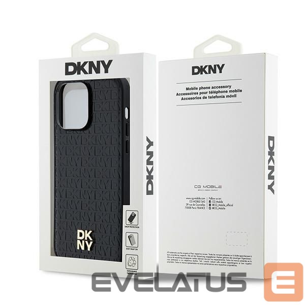 Kitas telefono priedas DKNY DKNY Leather Monogram Pattern Metal Logo MagSafe Case for iPhone 14 Pro Max - Black