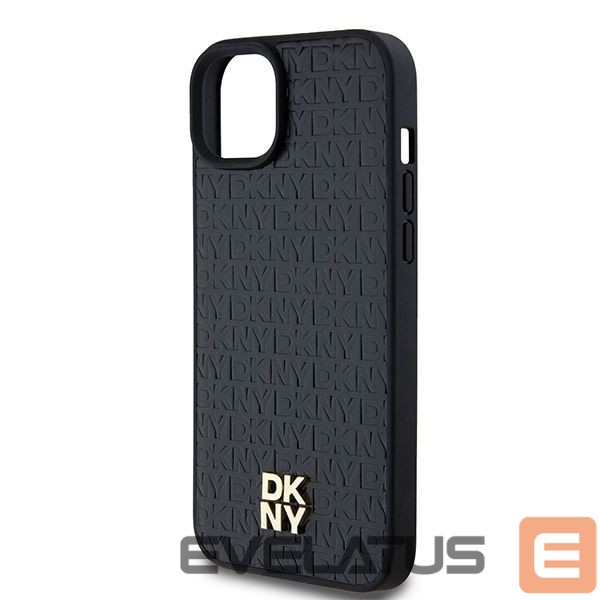 Kitas telefono priedas DKNY DKNY Leather Monogram Pattern Metal Logo MagSafe Case for iPhone 15 Plus / 14 Plus - Black