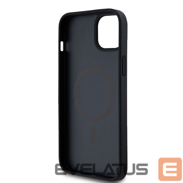 Kitas telefono priedas DKNY DKNY Leather Monogram Pattern Metal Logo MagSafe Case for iPhone 15 Plus / 14 Plus - Black