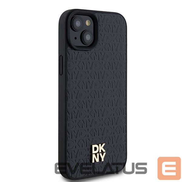 Kitas telefono priedas DKNY DKNY Leather Monogram Pattern Metal Logo MagSafe Case for iPhone 15 Plus / 14 Plus - Black