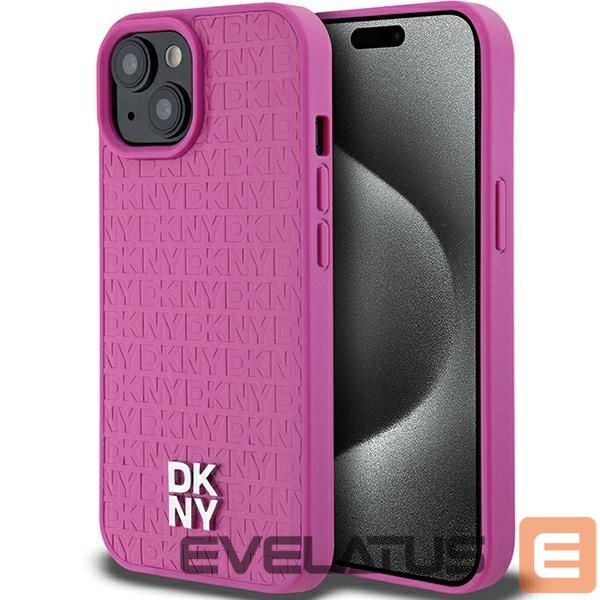 Kitas telefono priedas DKNY DKNY Leather Pattern Metal Logo MagSafe case for iPhone 15 / 14 / 13 - pink