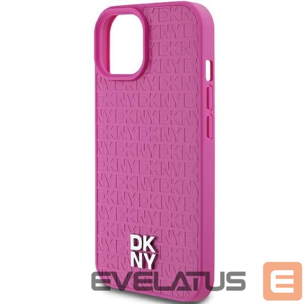 Kitas telefono priedas DKNY DKNY Leather Pattern Metal Logo MagSafe case for iPhone 15 / 14 / 13 - pink