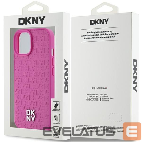 Kitas telefono priedas DKNY DKNY Leather Pattern Metal Logo MagSafe case for iPhone 15 / 14 / 13 - pink