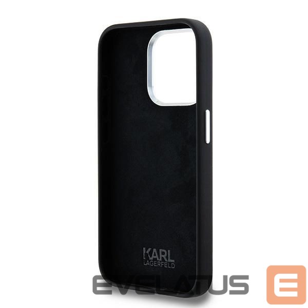 Kitas telefono priedas Karl Lagerfeld Karl Lagerfeld Silicone Metal Script Logo case for iPhone 15 Pro - black