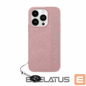 Kitas telefono priedas Karl Lagerfeld  Karl Lagerfeld Saffiano Rhinestones & Charm case for iPhone 15 Pro Max - pink 