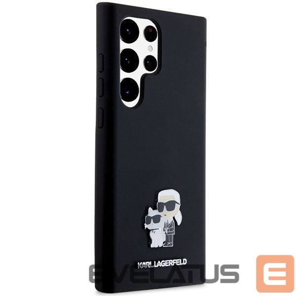 Kitas telefono priedas Karl Lagerfeld Karl Lagerfeld Silicone Karl&Choupette Metal Pin case for Samsung Galaxy S24 Ultra - black
