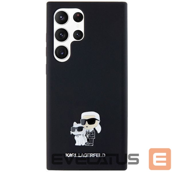 Kitas telefono priedas Karl Lagerfeld Karl Lagerfeld Silicone Karl&Choupette Metal Pin case for Samsung Galaxy S24 Ultra - black