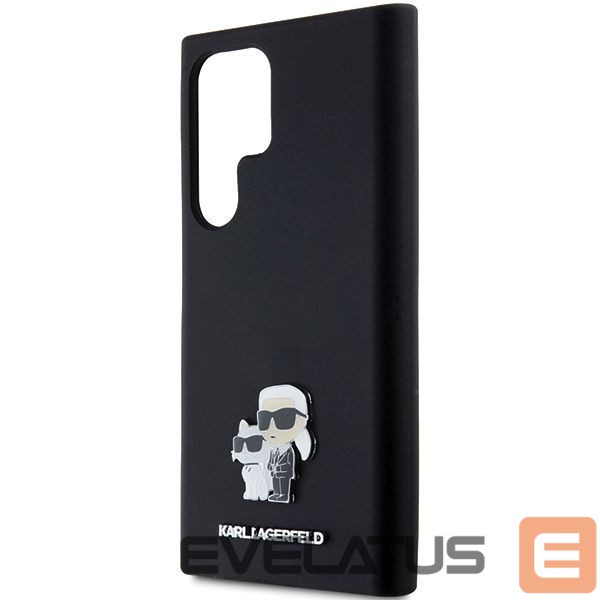 Kitas telefono priedas Karl Lagerfeld Karl Lagerfeld Silicone Karl&Choupette Metal Pin case for Samsung Galaxy S24 Ultra - black