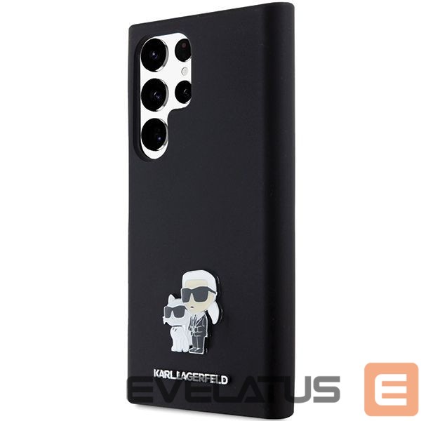 Kitas telefono priedas Karl Lagerfeld Karl Lagerfeld Silicone Karl&Choupette Metal Pin case for Samsung Galaxy S24 Ultra - black