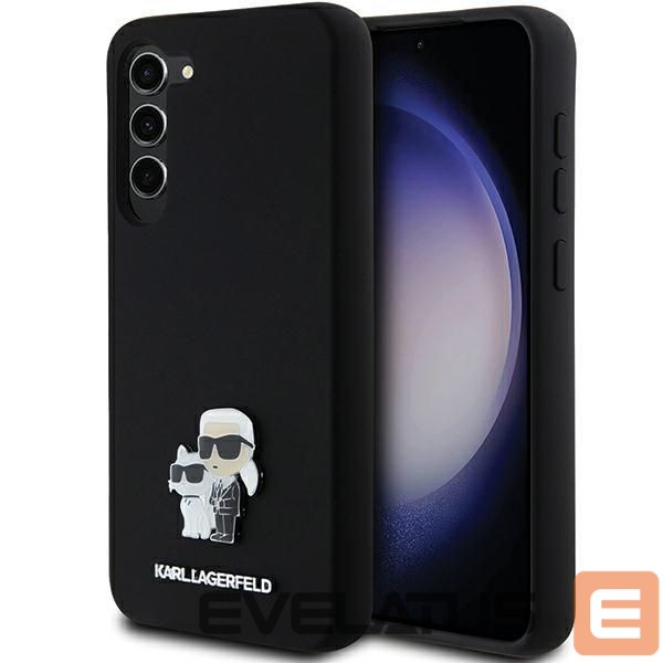 Kitas telefono priedas Karl Lagerfeld Karl Lagerfeld Silicone Karl&Choupette Metal Pin case for Samsung Galaxy S24+ - black