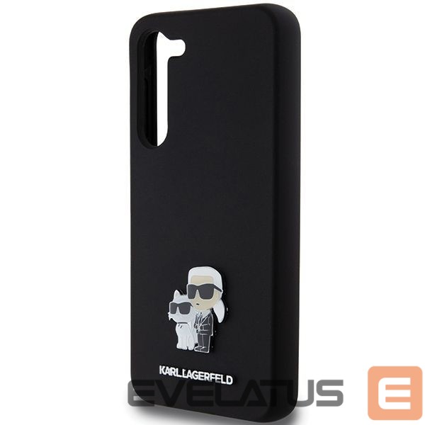 Kitas telefono priedas Karl Lagerfeld Karl Lagerfeld Silicone Karl&Choupette Metal Pin case for Samsung Galaxy S24+ - black
