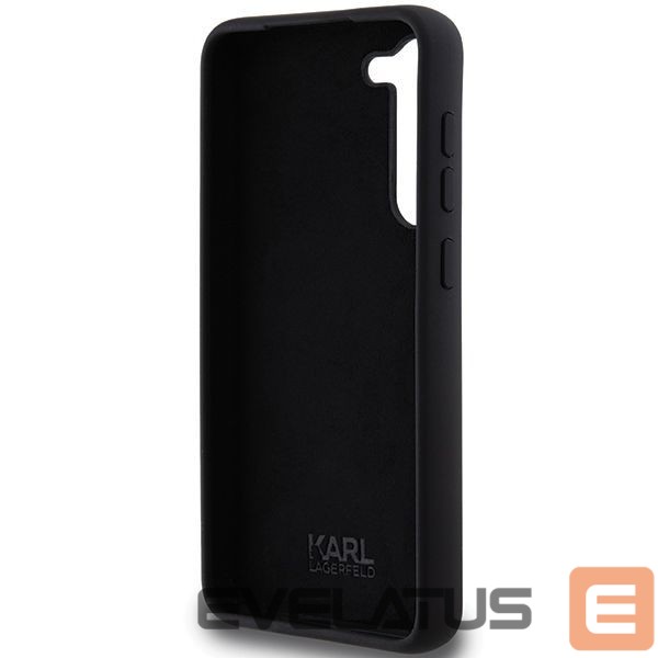 Kitas telefono priedas Karl Lagerfeld Karl Lagerfeld Silicone Karl&Choupette Metal Pin case for Samsung Galaxy S24+ - black