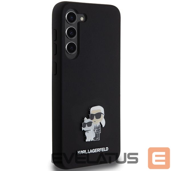 Kitas telefono priedas Karl Lagerfeld Karl Lagerfeld Silicone Karl&Choupette Metal Pin case for Samsung Galaxy S24+ - black