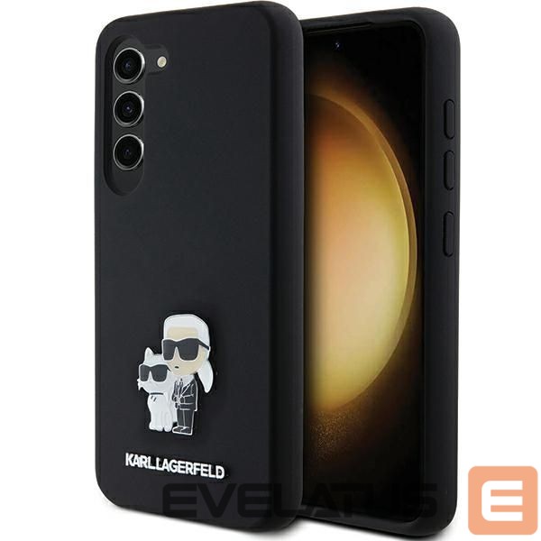 Kitas telefono priedas Karl Lagerfeld Karl Lagerfeld Silicone Karl&Choupette Metal Pin case for Samsung Galaxy S24 - black
