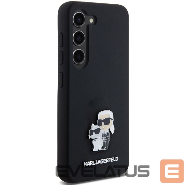 Kitas telefono priedas Karl Lagerfeld Karl Lagerfeld Silicone Karl&Choupette Metal Pin case for Samsung Galaxy S24 - black