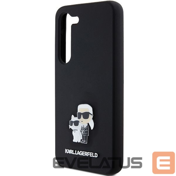 Kitas telefono priedas Karl Lagerfeld Karl Lagerfeld Silicone Karl&Choupette Metal Pin case for Samsung Galaxy S24 - black