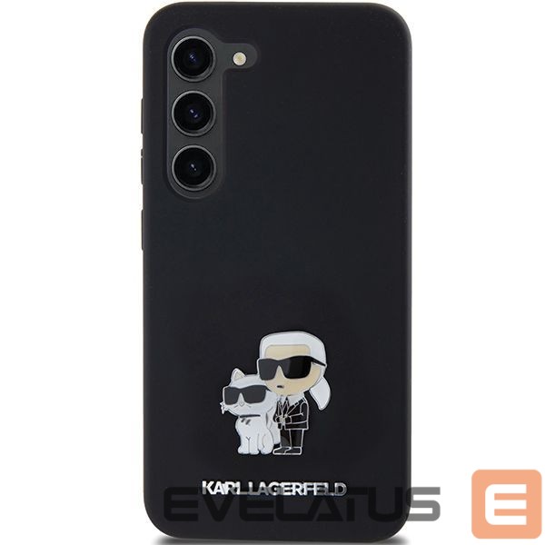 Kitas telefono priedas Karl Lagerfeld Karl Lagerfeld Silicone Karl&Choupette Metal Pin case for Samsung Galaxy S24 - black