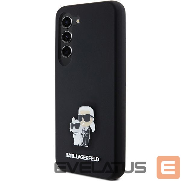 Kitas telefono priedas Karl Lagerfeld Karl Lagerfeld Silicone Karl&Choupette Metal Pin case for Samsung Galaxy S24 - black