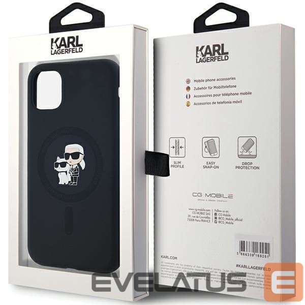 Kitas telefono priedas Karl Lagerfeld Karl Lagerfeld Silicone Karl&Choupette MagSafe case for iPhone 11 / Xr - black