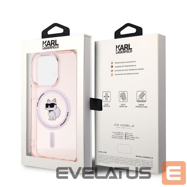 Kitas telefono priedas Karl Lagerfeld Karl Lagerfeld IML Choupette MagSafe case for iPhone 14 Pro - pink