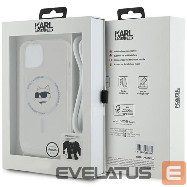 Kitas telefono priedas Karl Lagerfeld Karl Lagerfeld IML Choupette Head & Cord MagSafe case for iPhone 14 / 13 / 15 - transparent
