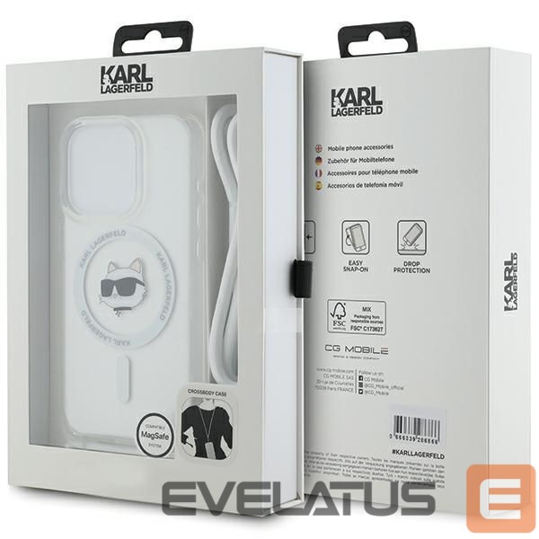Kitas telefono priedas Karl Lagerfeld Karl Lagerfeld IML Choupette Head & Cord MagSafe case for iPhone 15 Pro - transparent