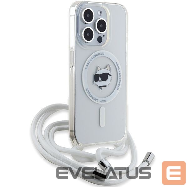 Kitas telefono priedas Karl Lagerfeld Karl Lagerfeld IML Choupette Head & Cord MagSafe case for iPhone 15 Pro - transparent