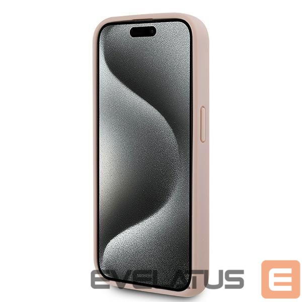 Kitas telefono priedas Karl Lagerfeld Karl Lagerfeld Leather Monogram Metal Logo case for iPhone 15 Pro - pink