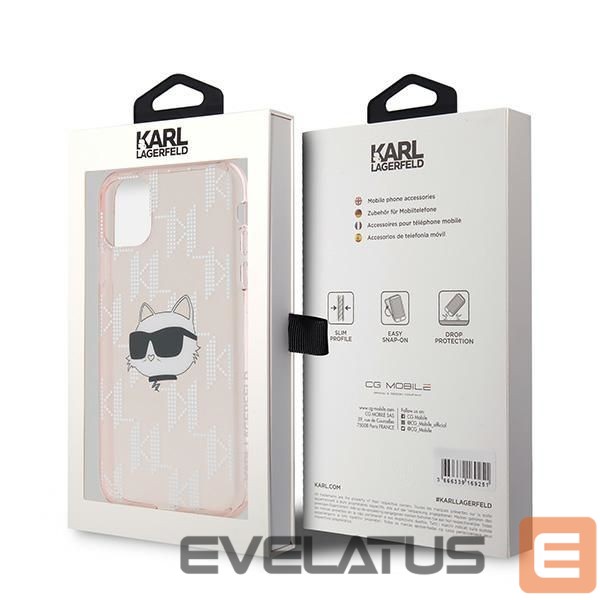 Kitas telefono priedas Karl Lagerfeld Karl Lagerfeld IML Choupette Head & Monogram case for iPhone 11 / Xr - pink